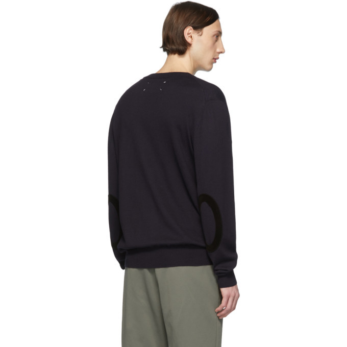 Maison Margiela Navy Elbow Patch Cardigan Maison Margiela