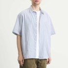 FrizmWORKS Men's OG Stripe Seersucker Short Sleeve Shirt in Blue