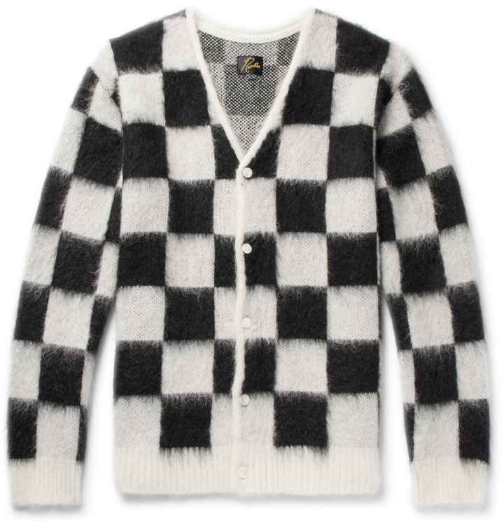 Photo: Needles - Checkerboard Mohair-Blend Cardigan - White