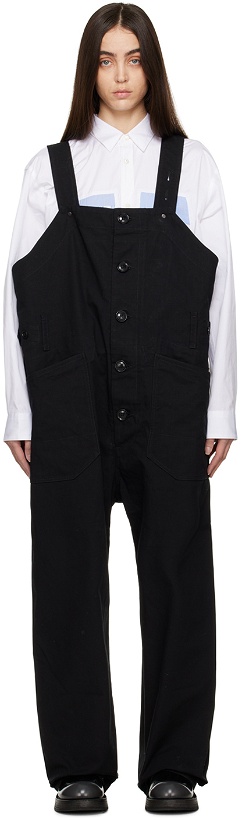 Photo: Engineered Garments Black Button Up Overalls