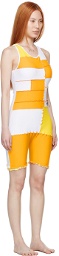 Sherris Yellow & White Nylon One-Piece Swimsuit