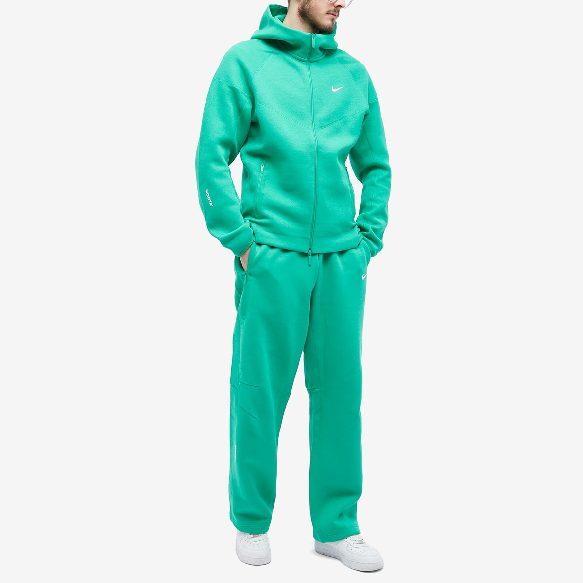 Nike Mens X Nocta Tech Fleece Full Zip Hoody In Stadium Greensail Nike 0015