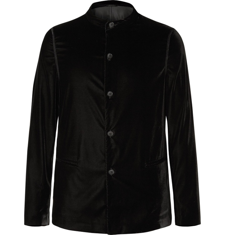 Photo: Giorgio Armani - Black Slim-Fit Velvet Tuxedo Jacket - Black