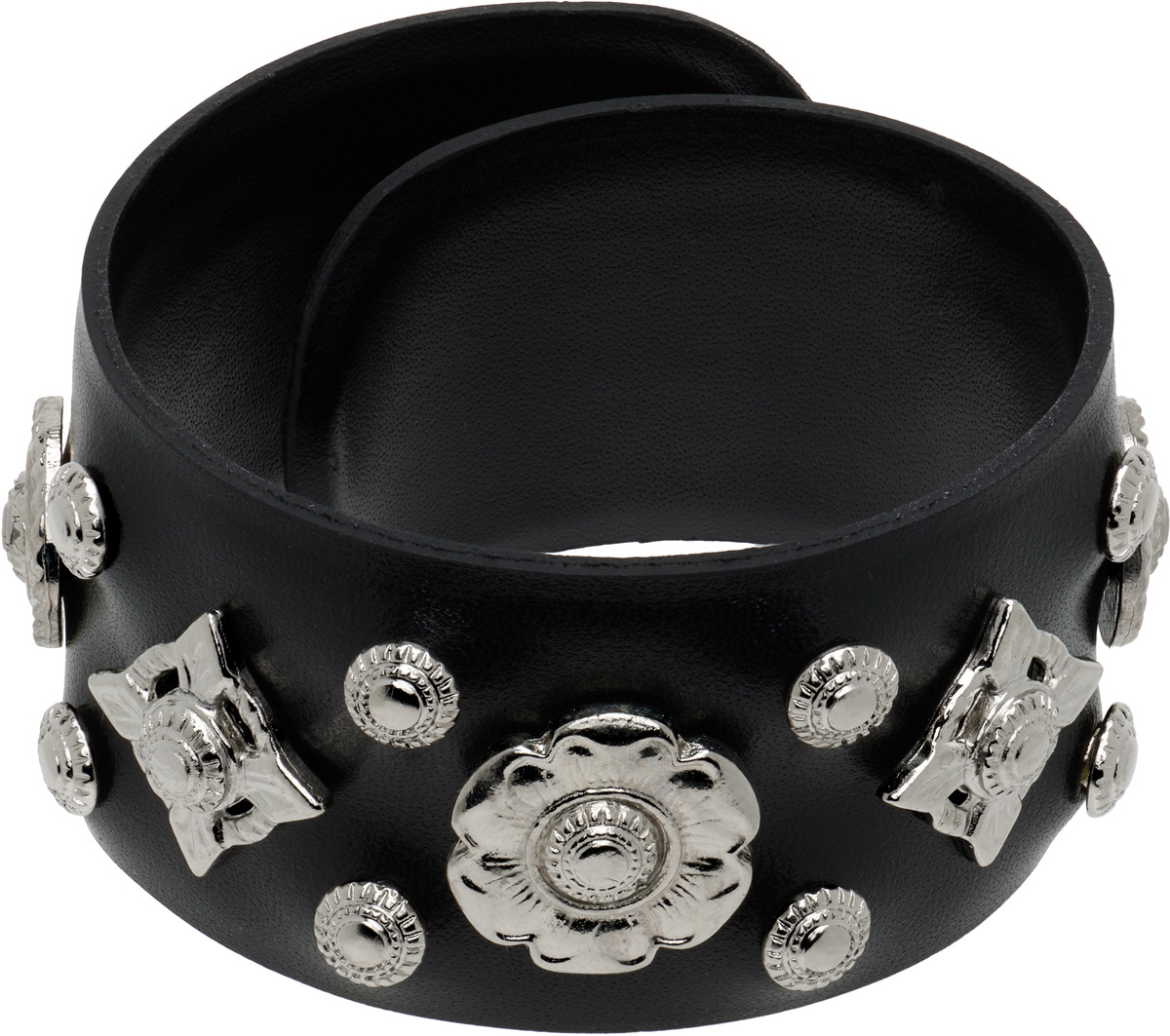 TOGA Women's Concho Leather Bangle in Black Toga Pulla