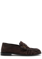 Saint Laurent Le Loafer Logo Suede Loafers Brown