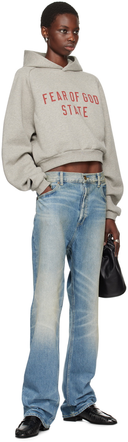 Fear of God ESSENTIALS Gray Cropped Hoodie
