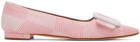Manolo Blahnik Pink & White Maysale Ballerina Flats