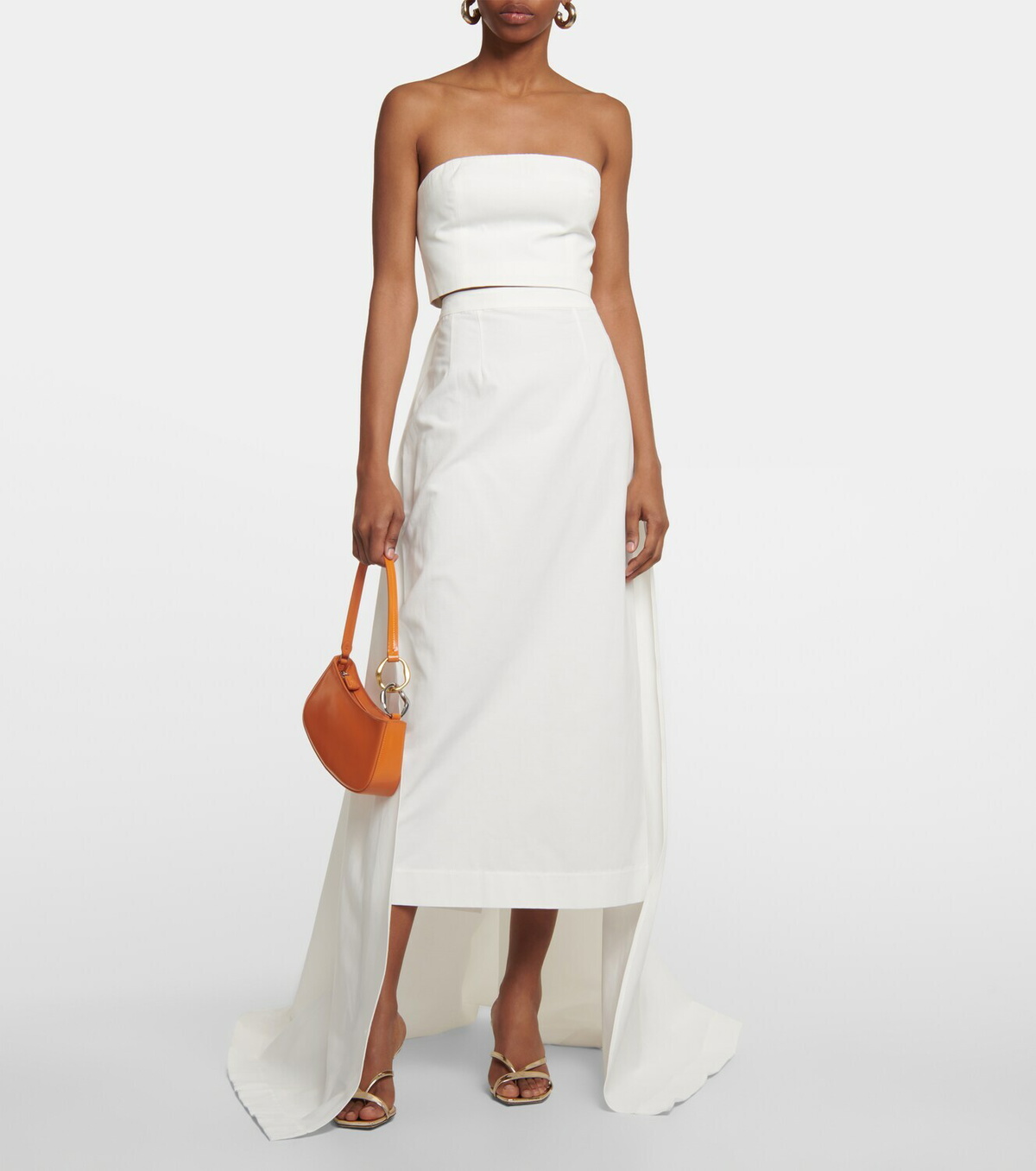 Staud - Bridal Nyla cotton-blend bandeau top