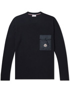 Moncler - Logo-Appliquéd Shell-Trimmed Cotton Sweater - Blue