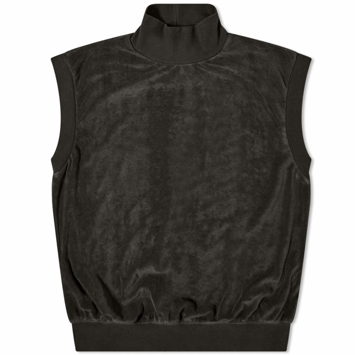 Photo: Fear of God ESSENTIALS Women's Pullover Mockneck Vest in Off-Black