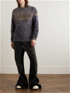 SAINT Mxxxxxx - Printed Distressed Cotton-Jersey T-Shirt - Black