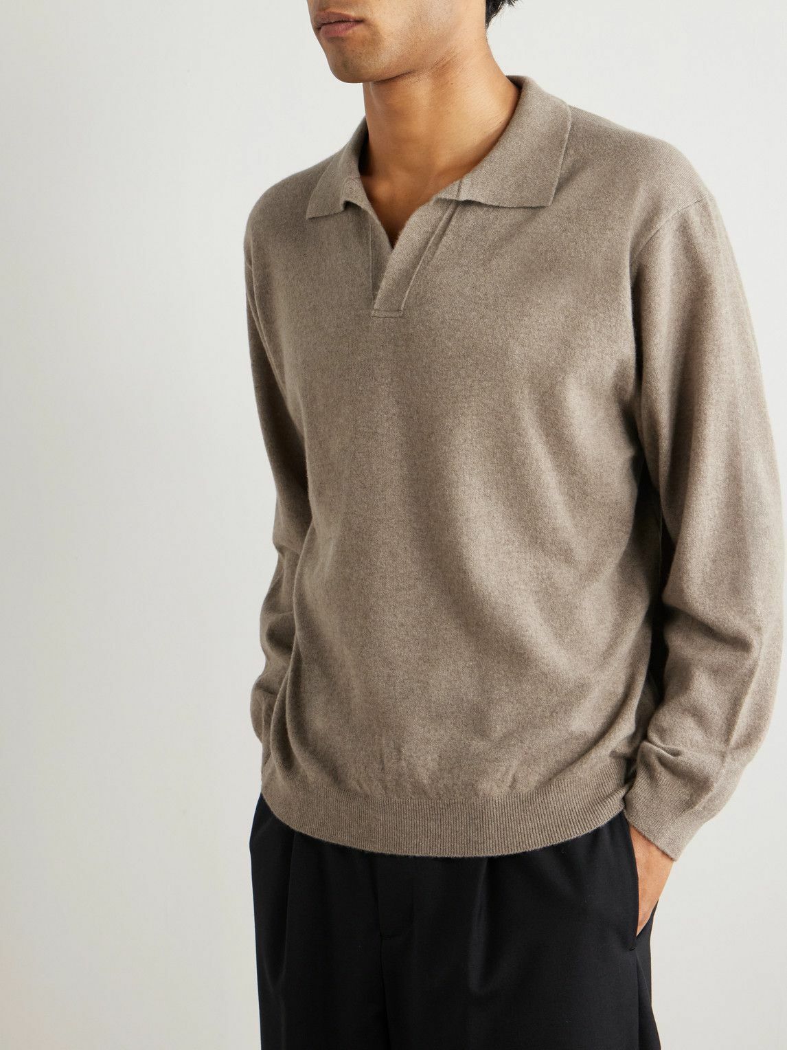 ATON - Wool-Blend Polo Shirt - Neutrals