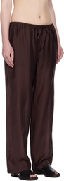 AMOMENTO Burgundy Silky Banding Lounge Pants