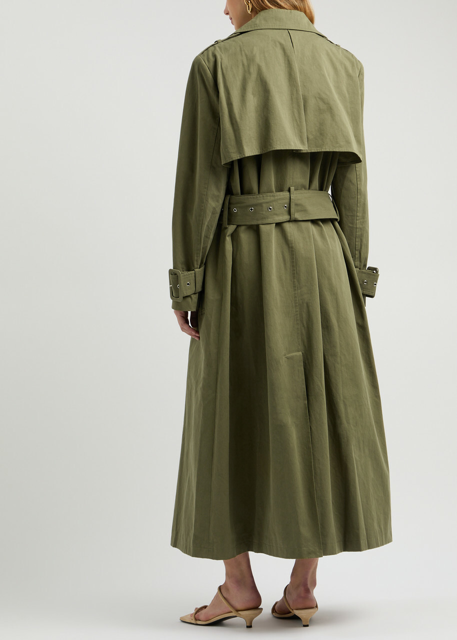 Aexae Double-breasted Cotton Trench Coat Khaki