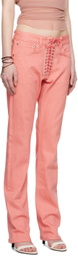 Ludovic de Saint Sernin Pink Lace-Up Jeans