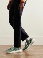 Berluti - Shadow Venezia Leather-Trimmed Stretch-Knit Sneakers - Green