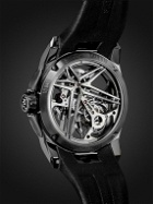 Roger Dubuis - Excalibur Limited Edition Hand-Wound Skeleton Flying Tourbillon 42mm Titanium and Leather Watch, Ref. No. DBEX0889