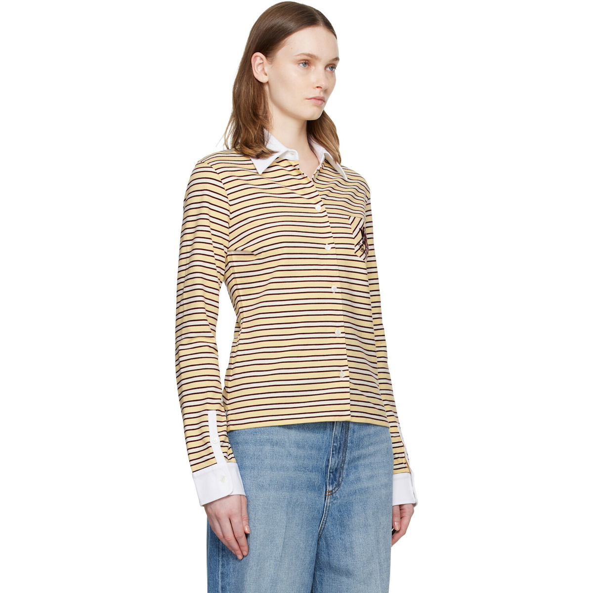 Stella McCartney Yellow Fancy Stripe Crest Polo Shirt