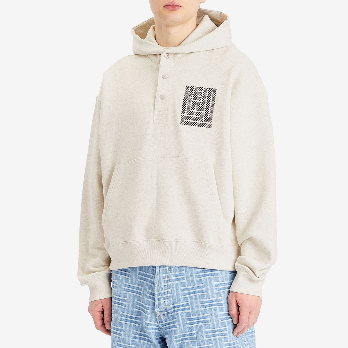 送・関税込み【KENZO】Gots Kamon クラシック スウェットシャツ Kenzo Men's Gots Kamon Embroidered Buttoned Hoodie in Pale