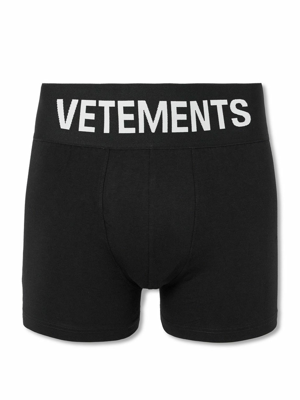 Photo: VETEMENTS - Logo-Print Stretch-Cotton Boxers - Black