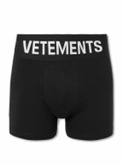 VETEMENTS - Logo-Print Stretch-Cotton Boxers - Black