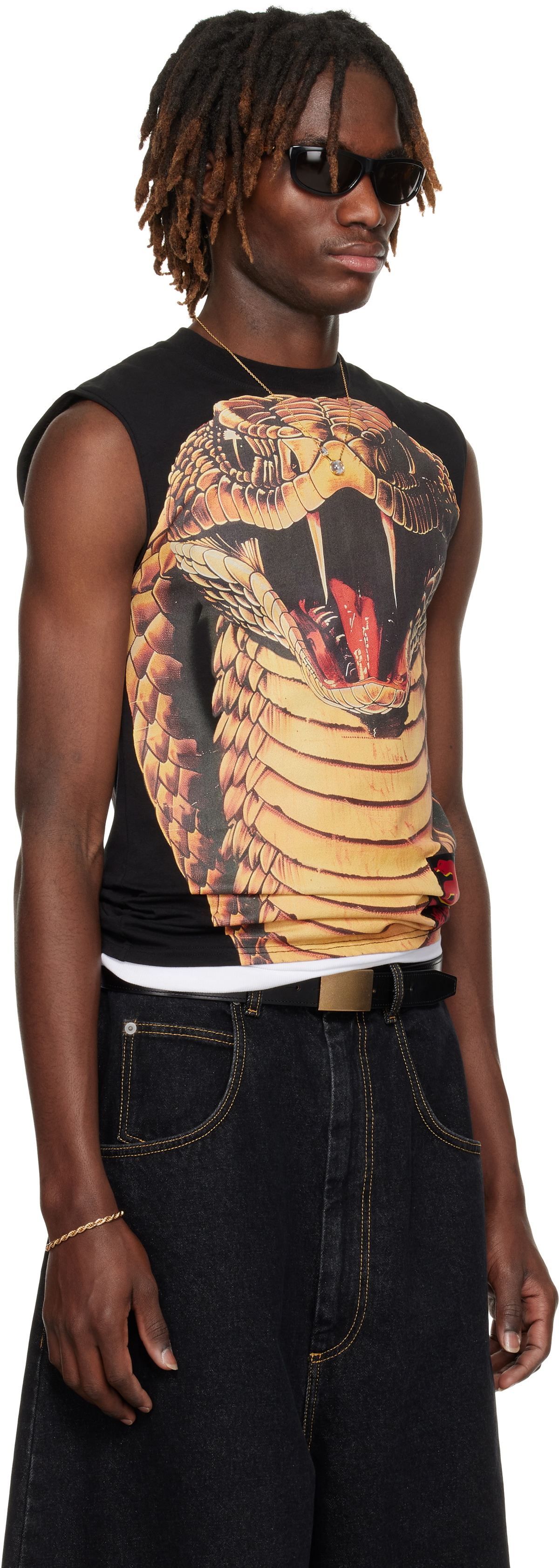 LU'U DAN Black 'Year of the Snake' Sleeveless T-shirt