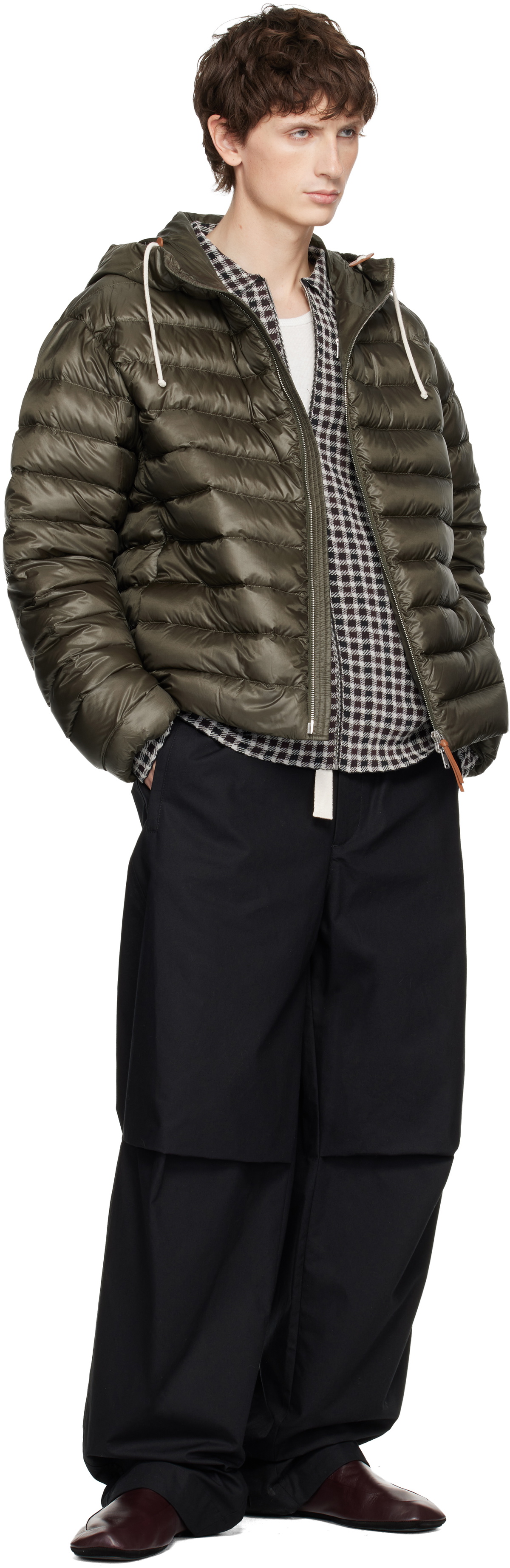 Jil Sander Khaki Hooded Down Jacket