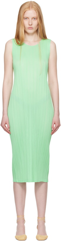 Photo: PLEATS PLEASE ISSEY MIYAKE Green Monthly Colors May Maxi Dress