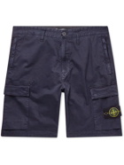 Stone Island - Straight-Leg Garment-Dyed Cotton-Blend Twill Cargo Shorts - Blue