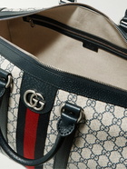 GUCCI - Leather- and Webbing-Trimmed Monogrammed Supreme Coated-Canvas Duffle Bag