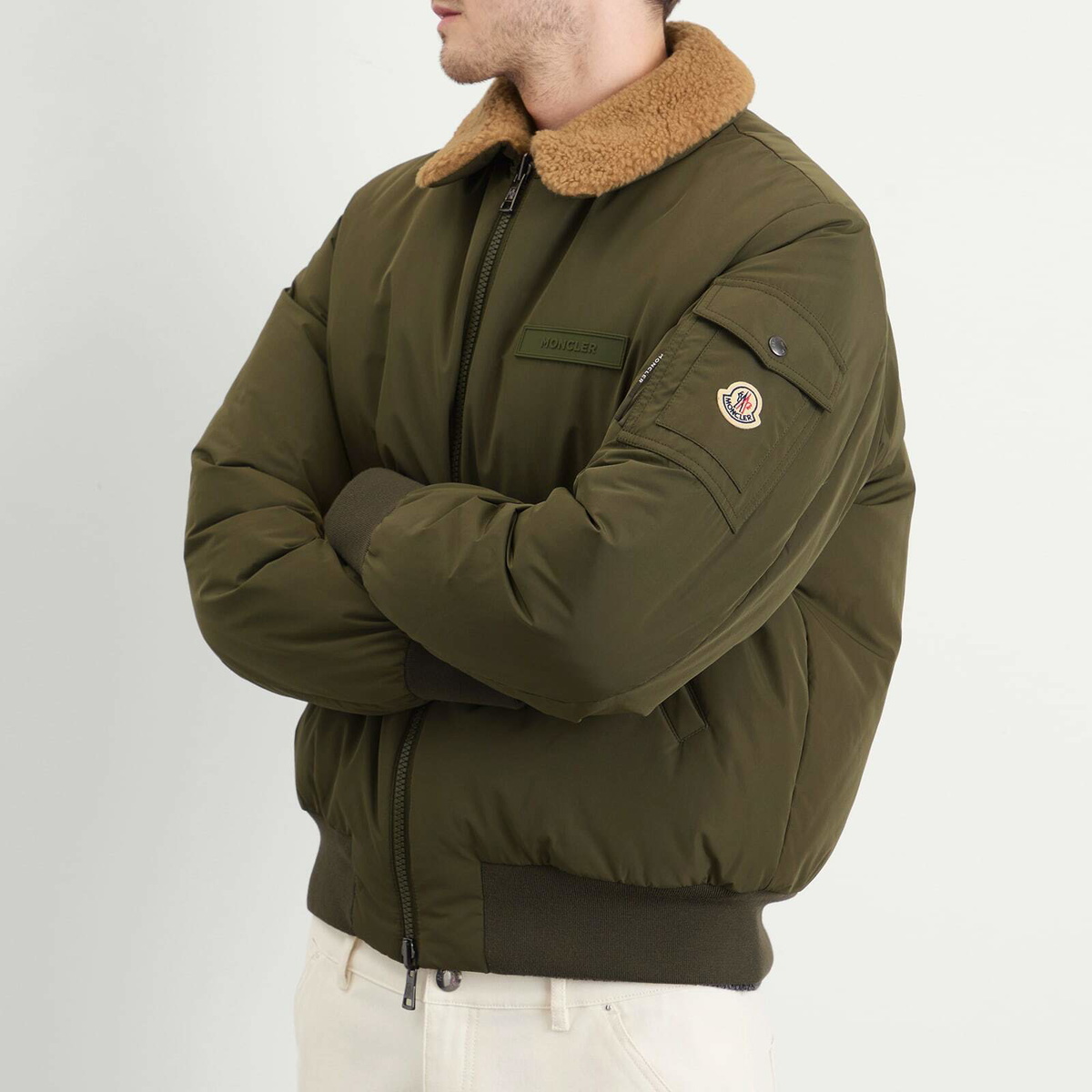Moncler Men's Maulevrier Bomber Reversible Teddy Jacket in Green