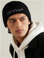Off-White - Bookish Logo-Embroiderd Ribbed Virgin Wool Beanie