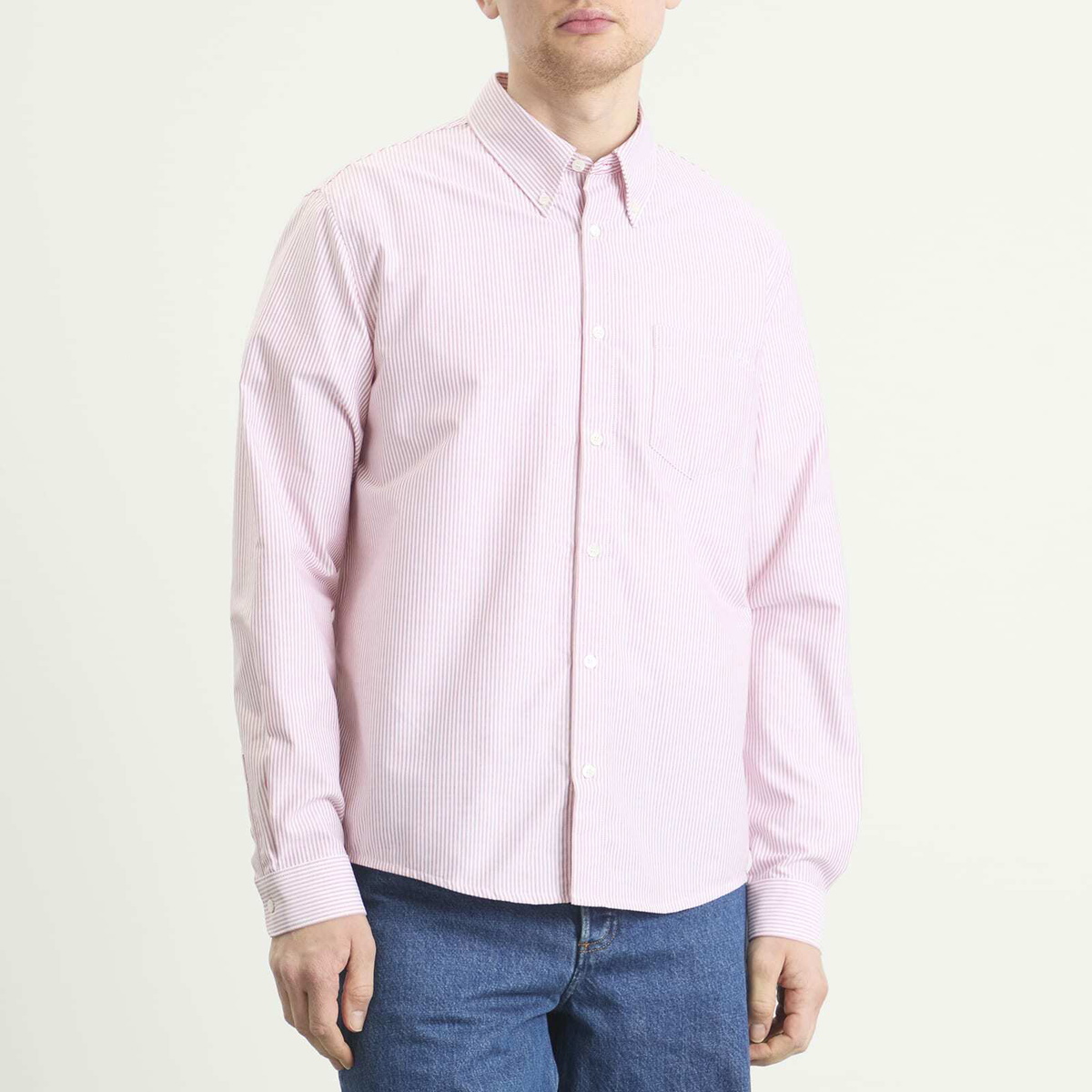 A.P.C. Men's Button Down Stripe Shirt in Red