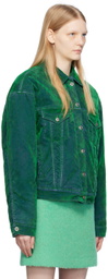 MSGM Green Flocked Denim Jacket