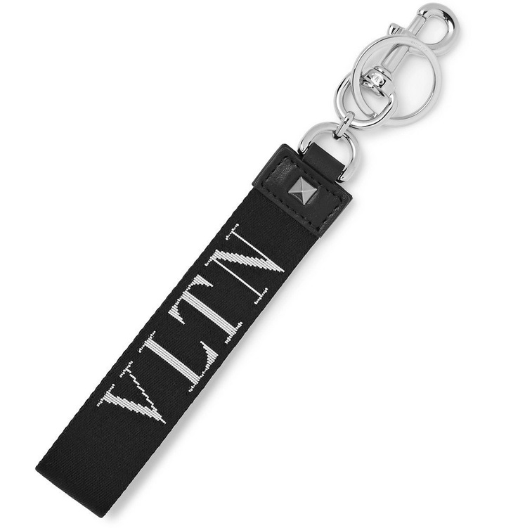 Photo: Valentino - Valentino Garavani Leather-Trimmed Logo-Print Canvas Key Fob - Men - Black