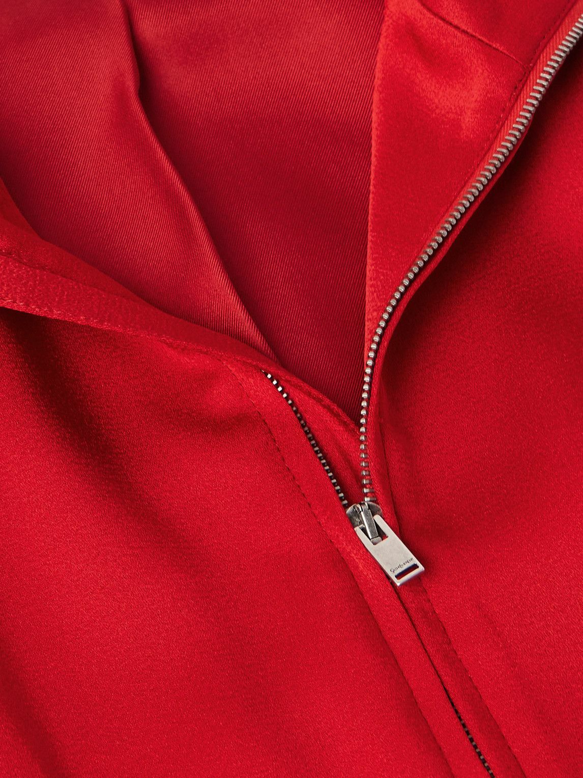 SAINT LAURENT - Striped Satin Track Jacket - Red