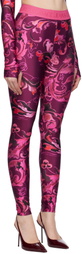 Versace Jeans Couture Pink & Purple Lycra Barocco Leggings