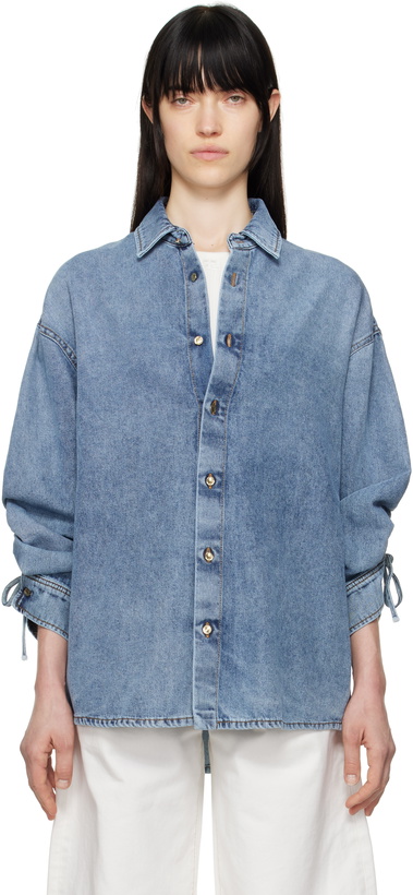 Photo: DARKPARK Blue Keanu Tencel Denim Rouche Shirt