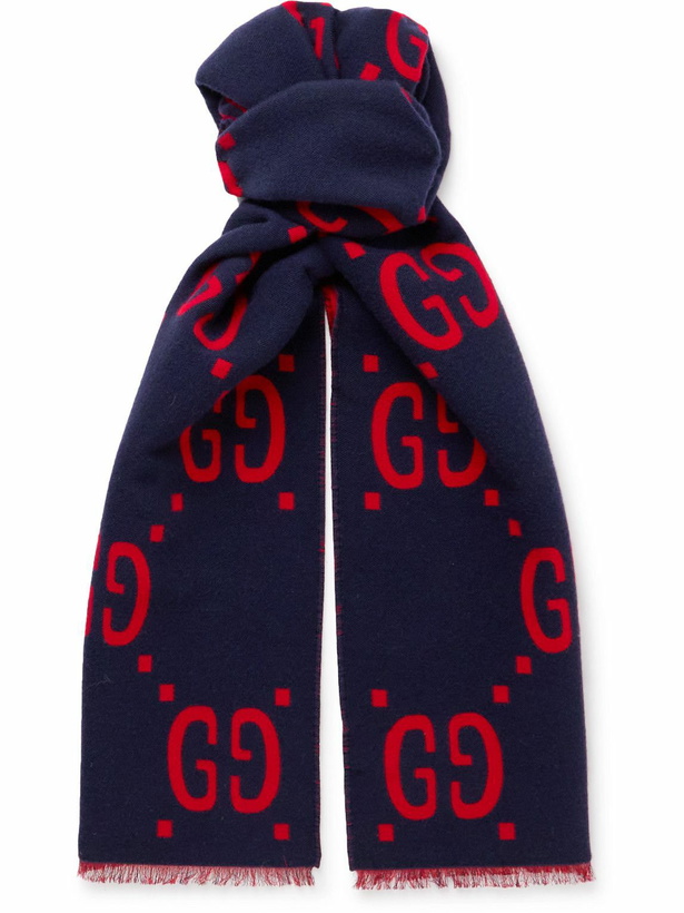 Photo: GUCCI - Logo-Jacquard Wool and Silk-Blend Scarf