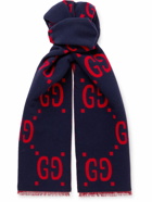 GUCCI - Logo-Jacquard Wool and Silk-Blend Scarf