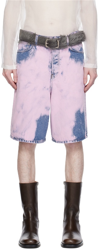 Photo: Dries Van Noten Pink Garment-Dyed Denim Shorts