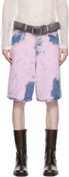 Dries Van Noten Pink Garment-Dyed Denim Shorts