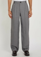 Oliver Spencer Wilkins Striped Straight-leg Linen Trousers Grey
