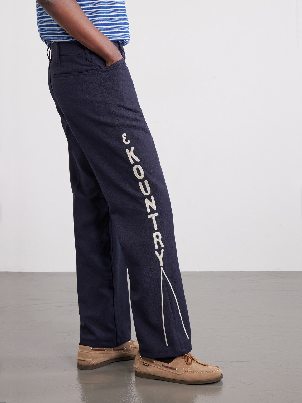KAPITAL - Daddy's Ox Flared Twill Trousers - Blue