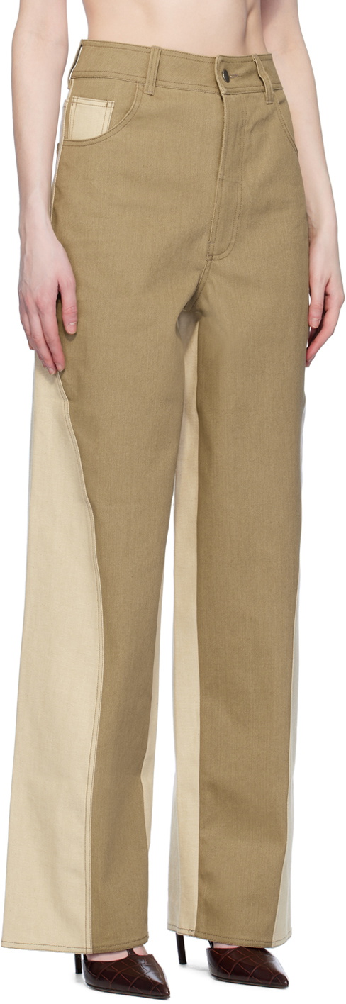 Elleme Khaki & Beige Reverse Jeans