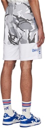 AAPE by A Bathing Ape Gray & White Paneled Shorts