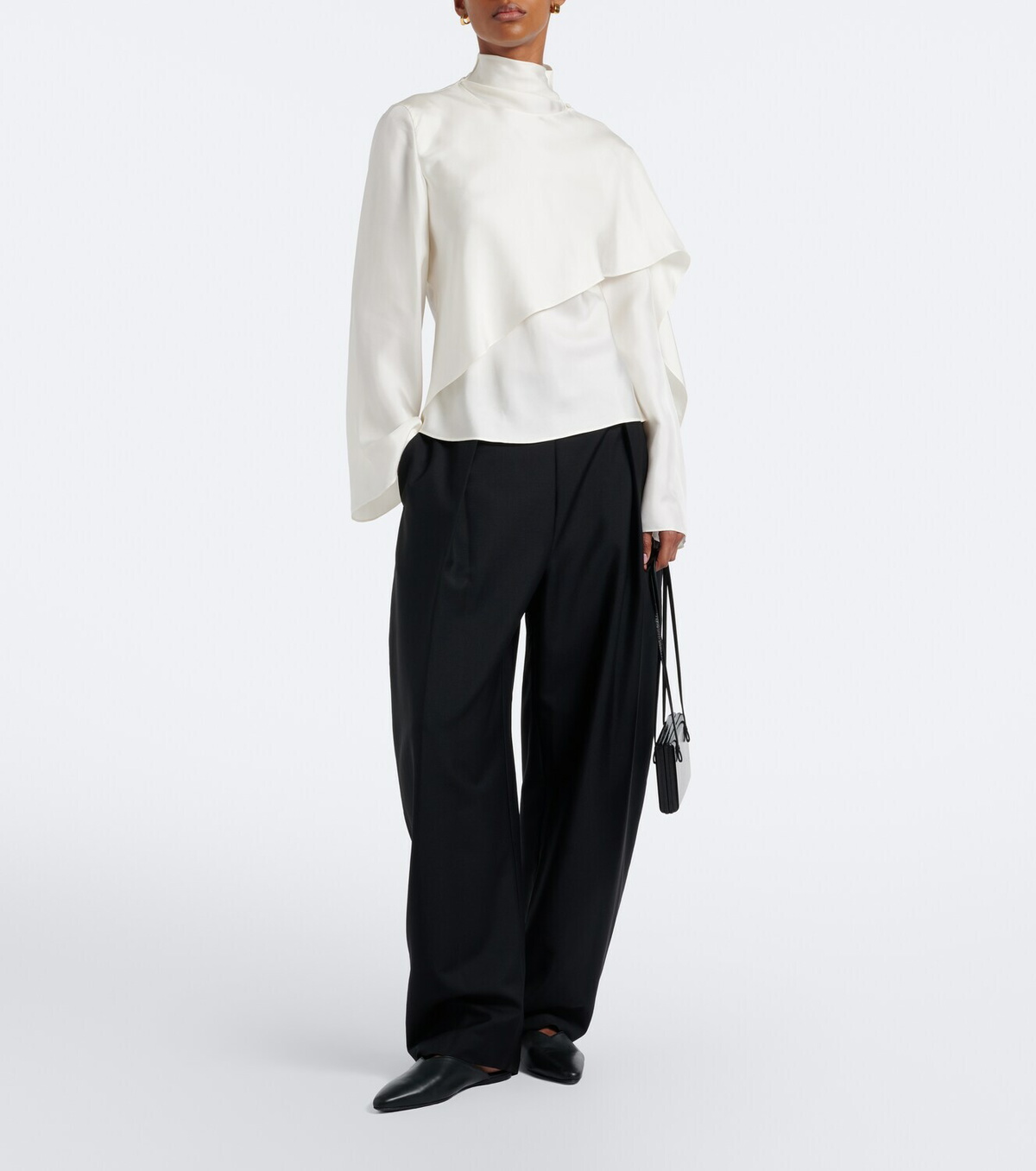 Róhe Caped silk satin turtleneck top