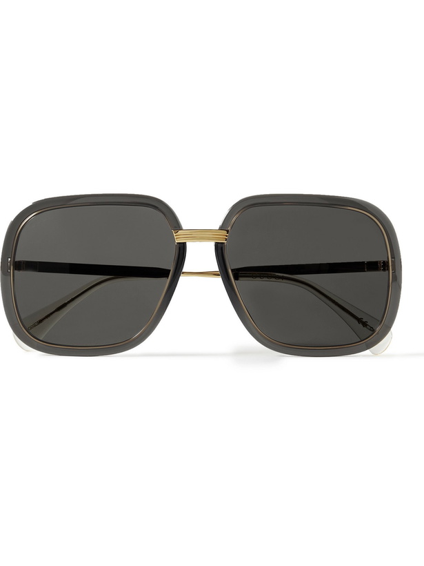 Photo: GUCCI - Square-Frame Acetate and Gold-Tone Sunglasses - Gray