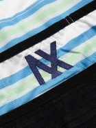 Café du Cycliste - Mona Striped Stretch-Jersey Cycling-Jersey - Blue