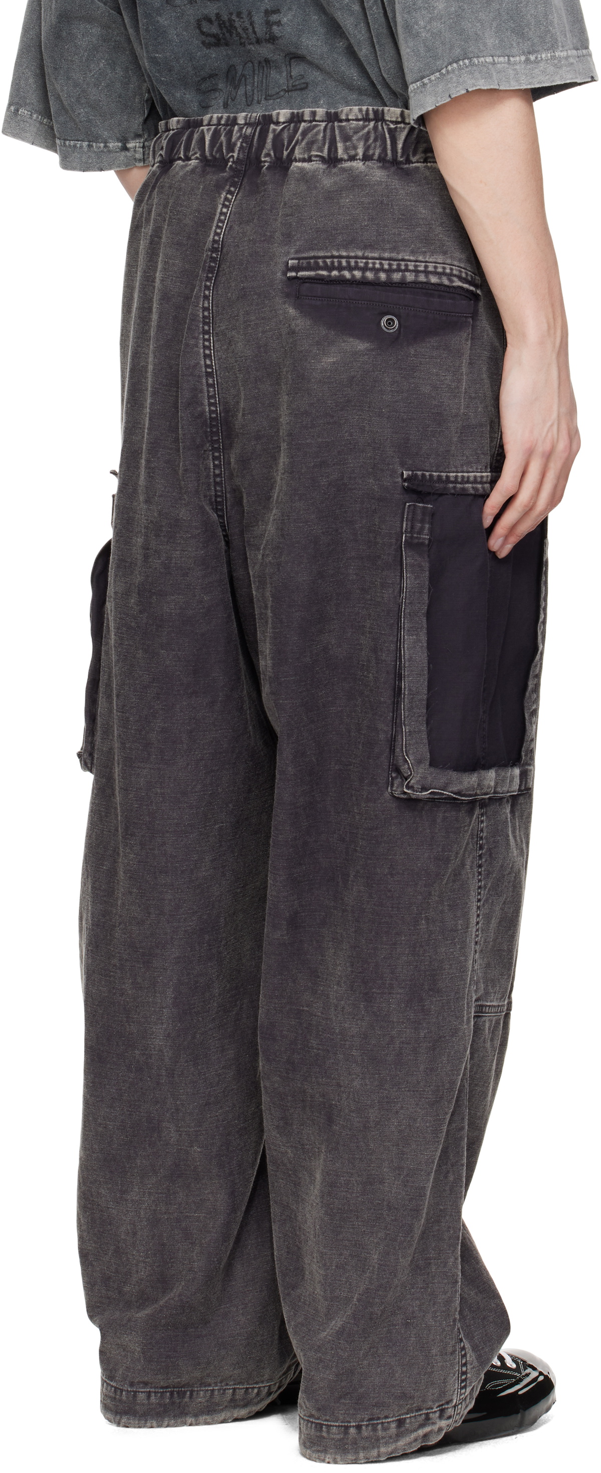 Maison MIHARA YASUHIRO Black Cotton Satin Cargo Pants